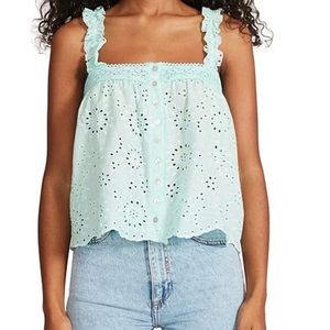 Steve Madden  BB Dakota Summer Eyelet Square Neck Button Front Sleeveless Top